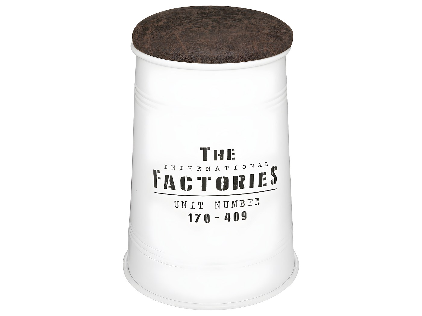 Pouf Bidon avec Coffre de rangement en Métal Blanc style industriel