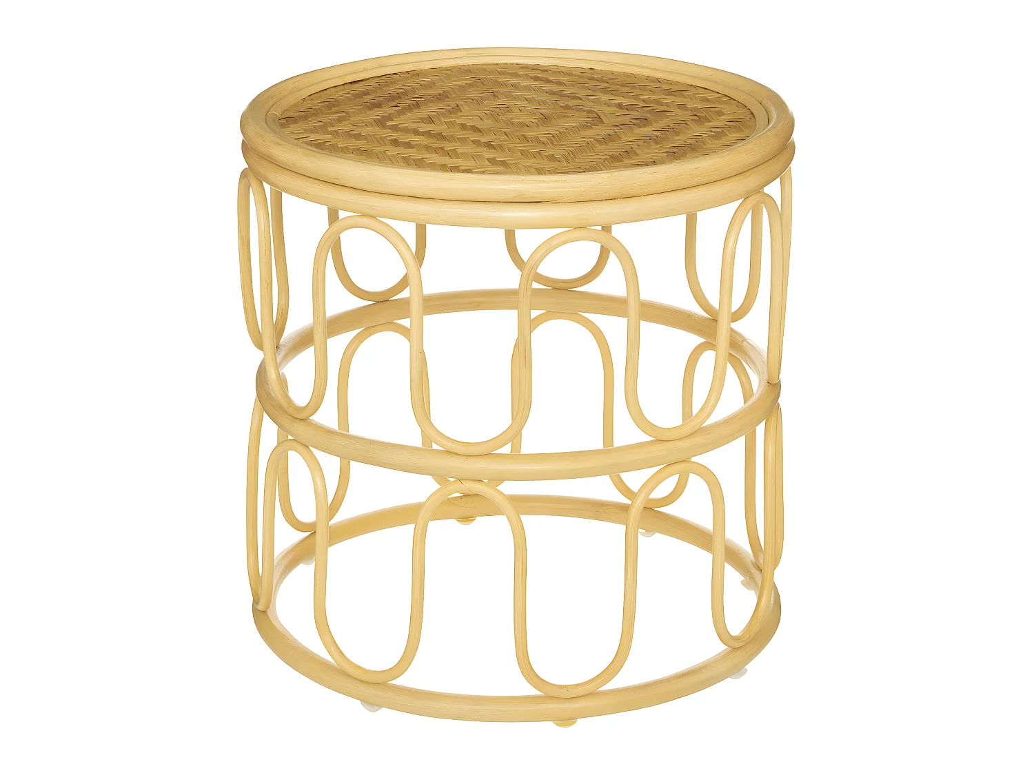 Set de 2 Tables d'appoint gigognes en Rotin et Bambou