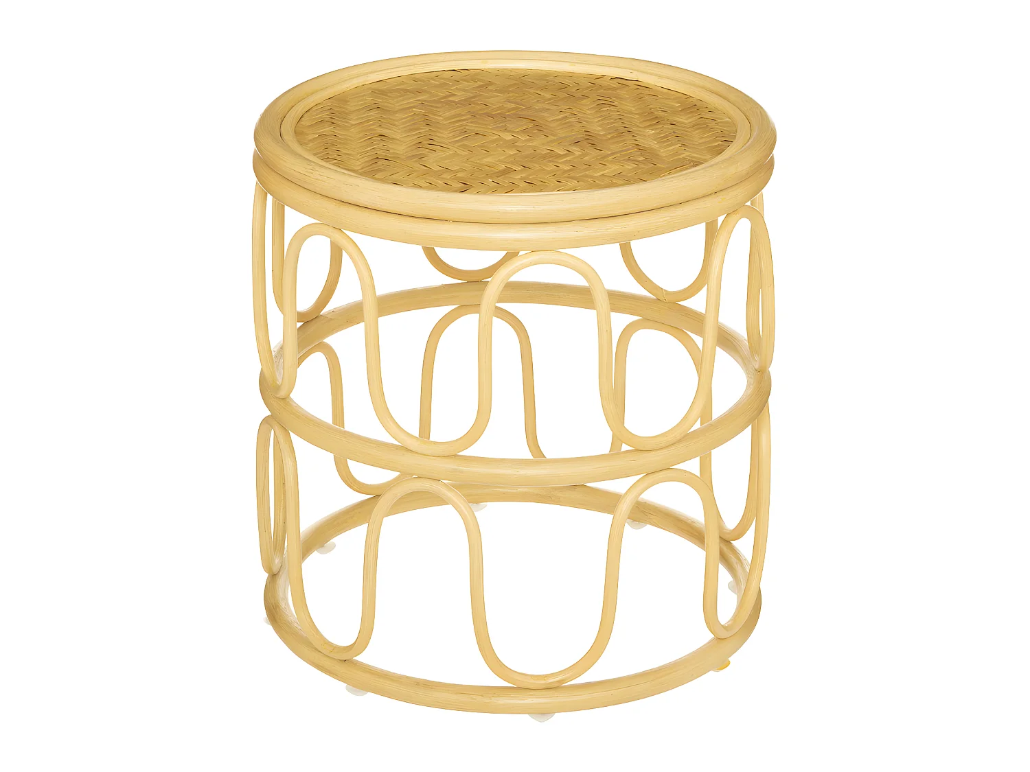 Set de 2 Tables d'appoint gigognes en Rotin et Bambou