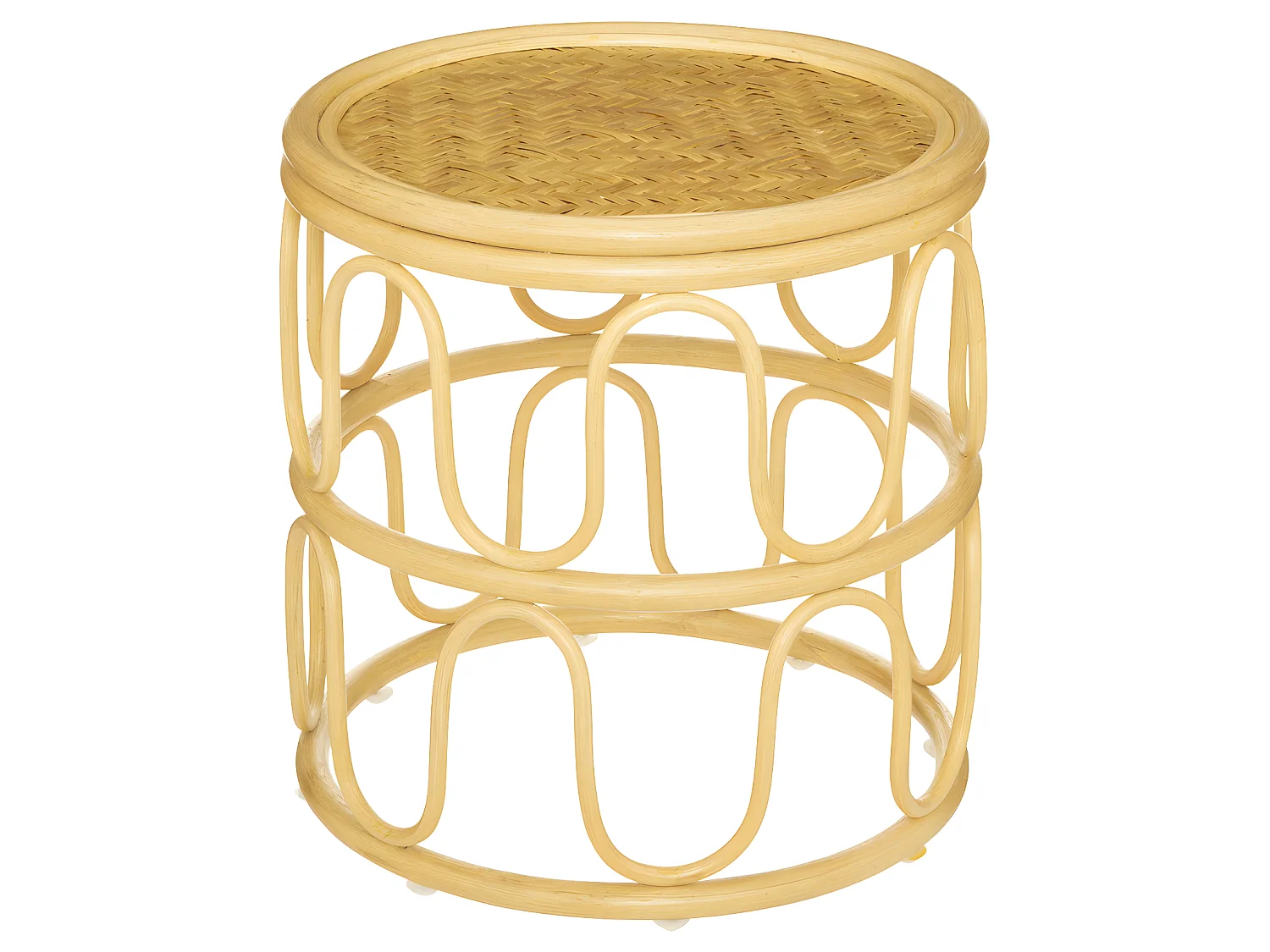 Set de 2 Tables d'appoint gigognes en Rotin et Bambou