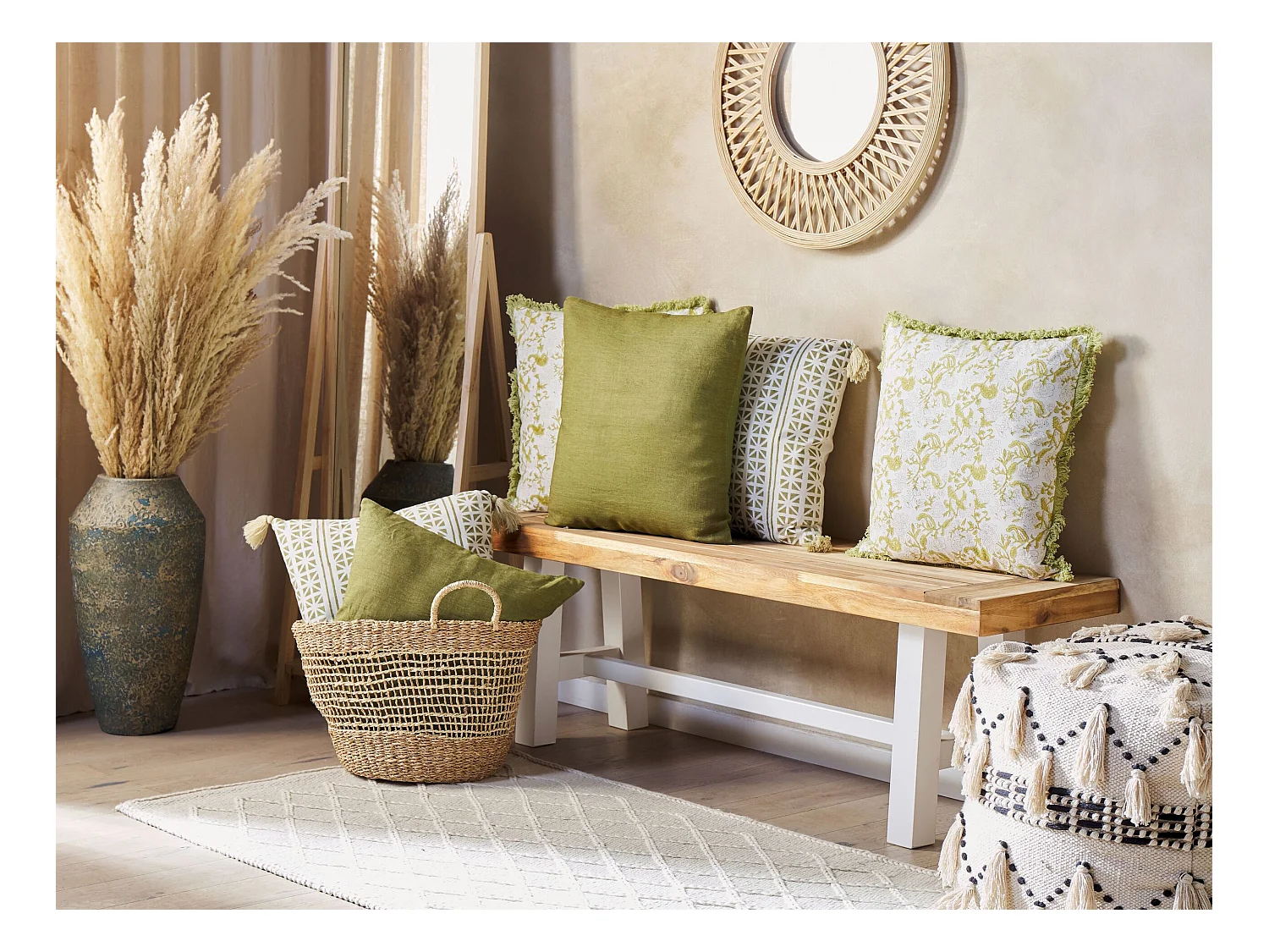 Cojín decorativo FILIX Algodón 45 x 45 cm Verde Patrón floral