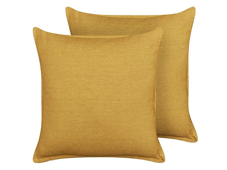 Lot de 2 coussins décoratifs en lin 45 x 45 cm jaune SAGINA