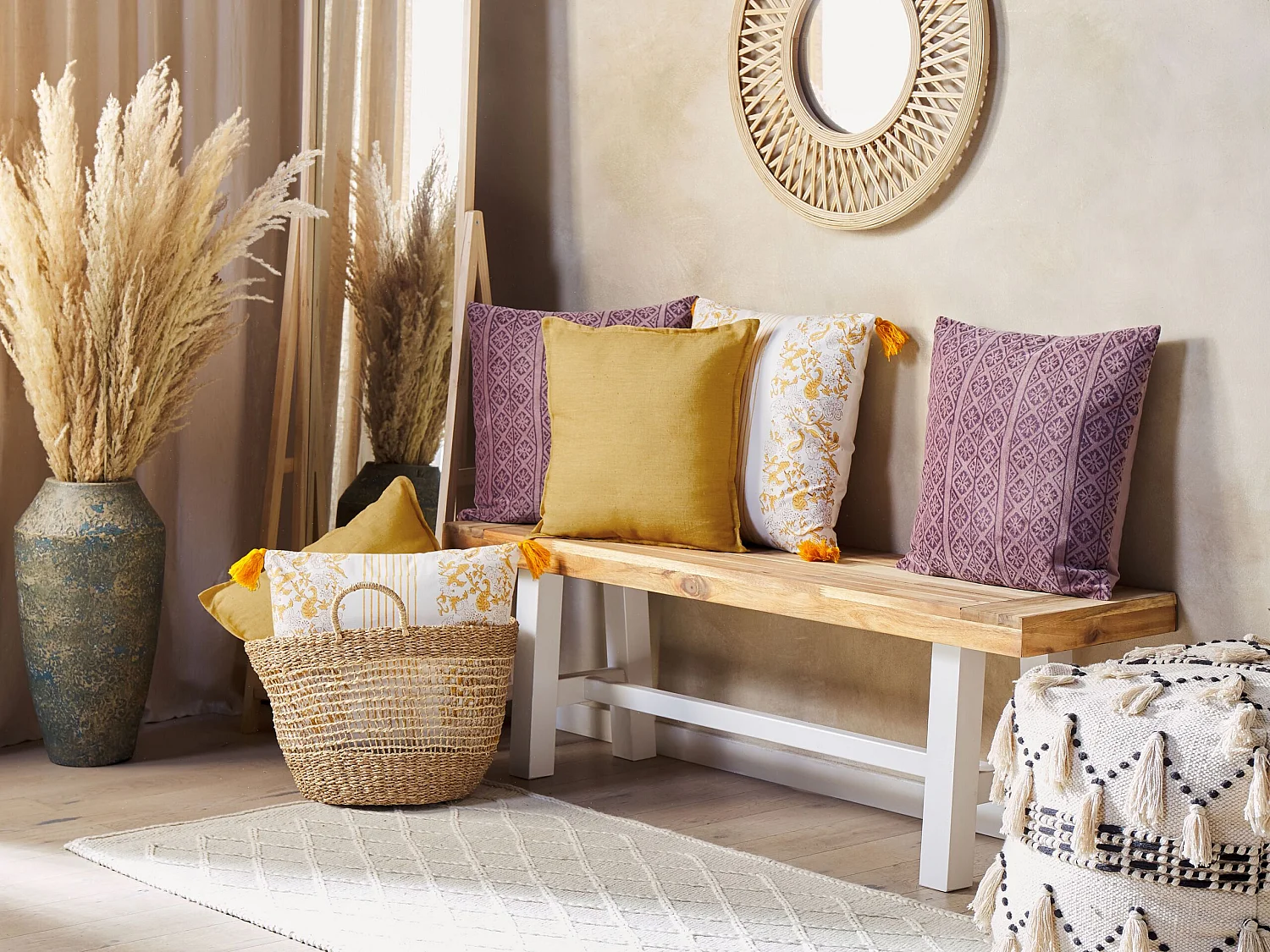 Lot de 2 coussins décoratifs en lin 45 x 45 cm jaune SAGINA