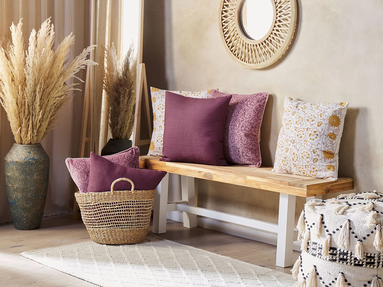 Set van 2 decoratieve kussens SAGINA Linnen 45 x 45 cm Paars Effen