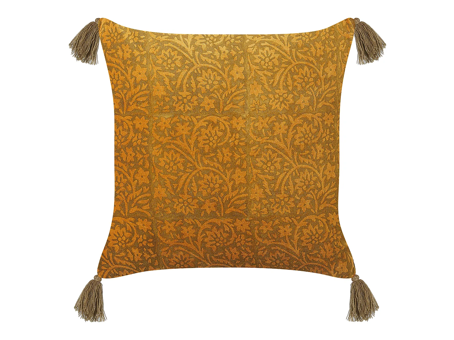 Sierkussen RHEUM Fluweel 45 x 45 cm Geel Bloempatroon