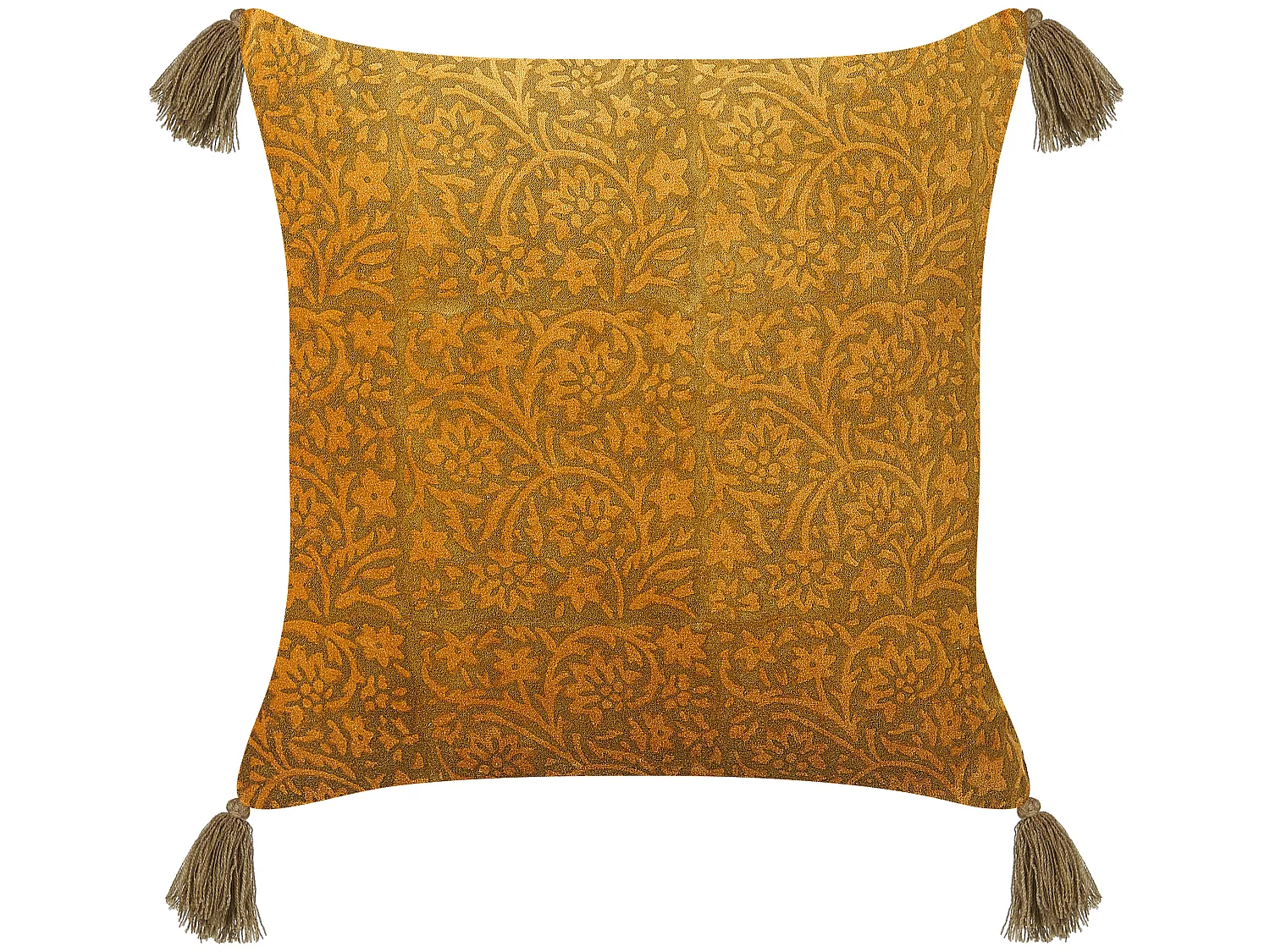 Coussin RHEUM Velours 45 x 45 cm Jaune Motif floral