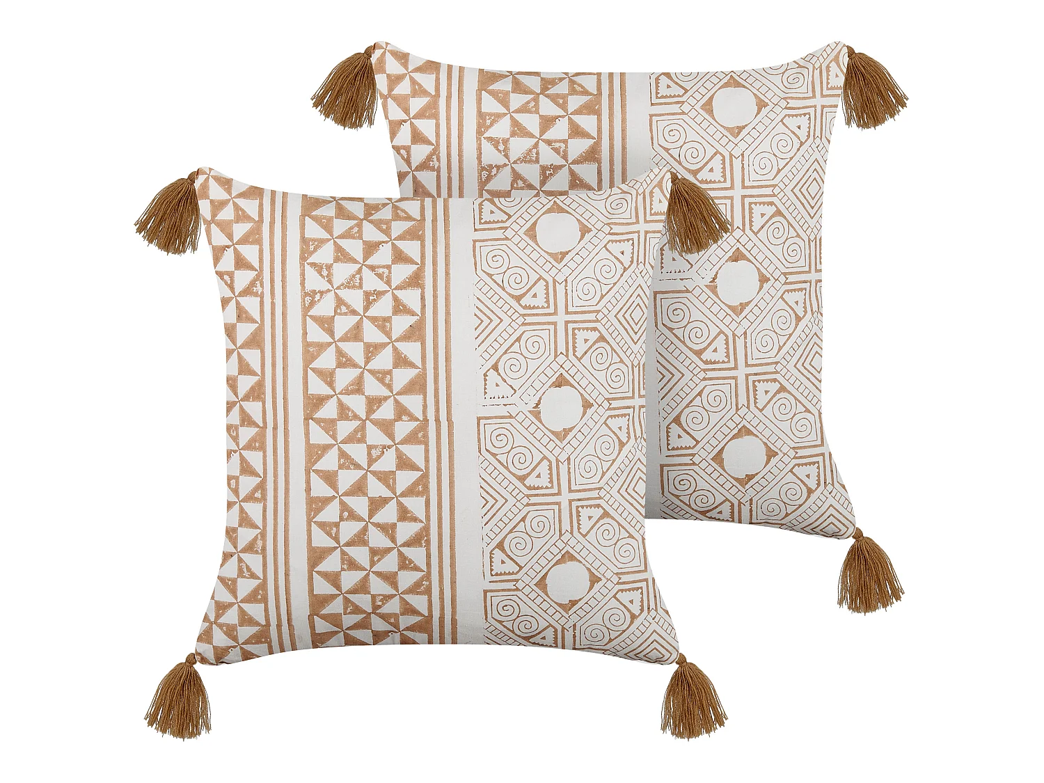 Lot de 2 coussins décoratifs MALUS Coton 45 x 45 cm Marron clair Motif oriental