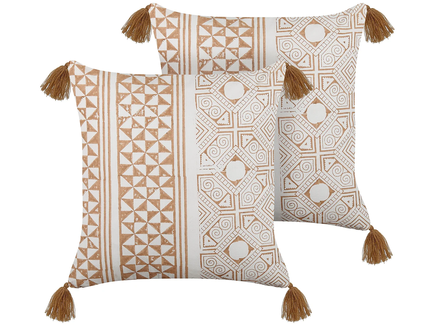 Zestaw 2 poduszek dekoracyjnych MALUS Bawełna 45 x 45 cm Jasnobrązowy Wzór orientalny