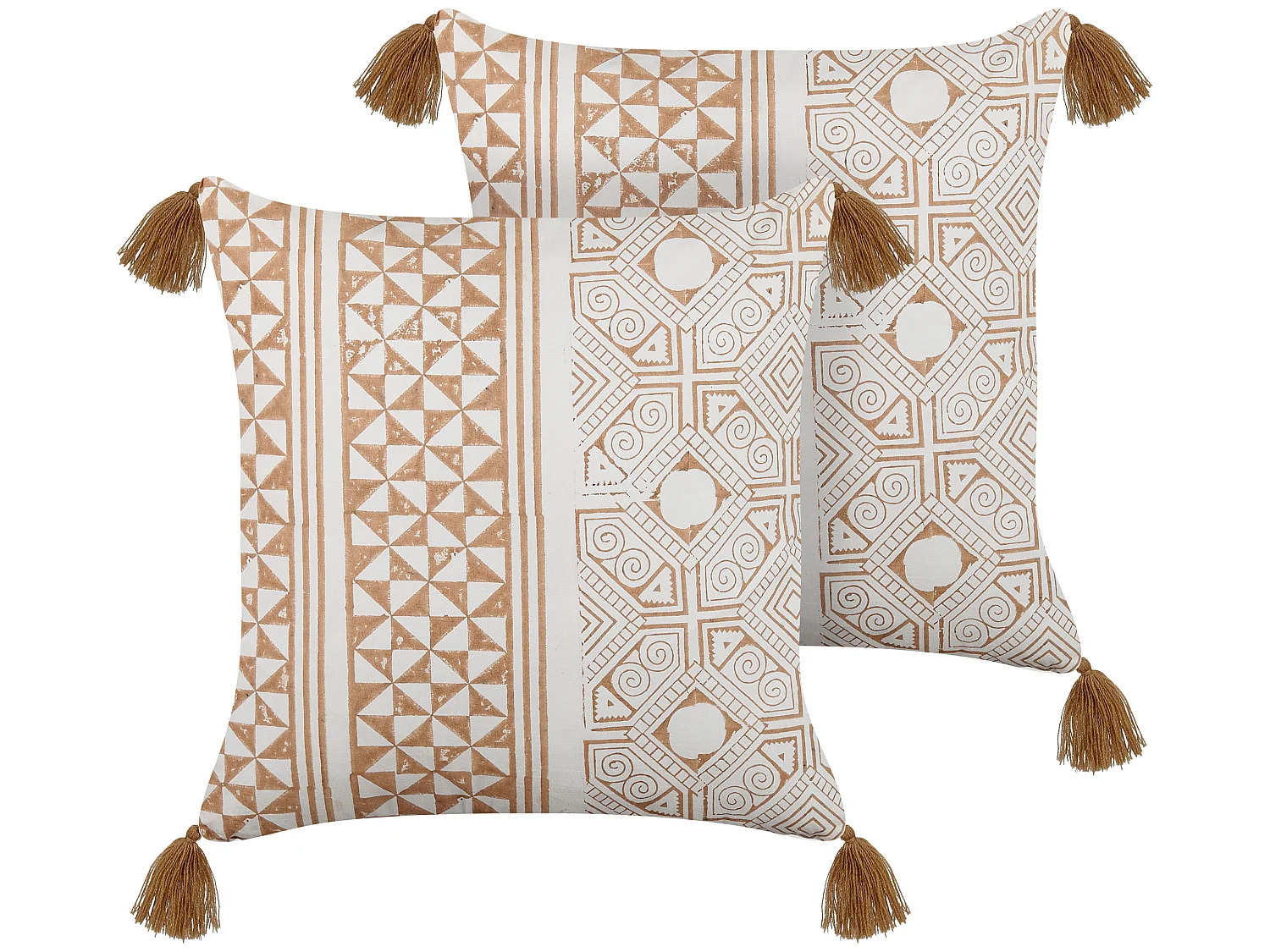 Lot de 2 coussins décoratifs MALUS Coton 45 x 45 cm Marron clair Motif oriental