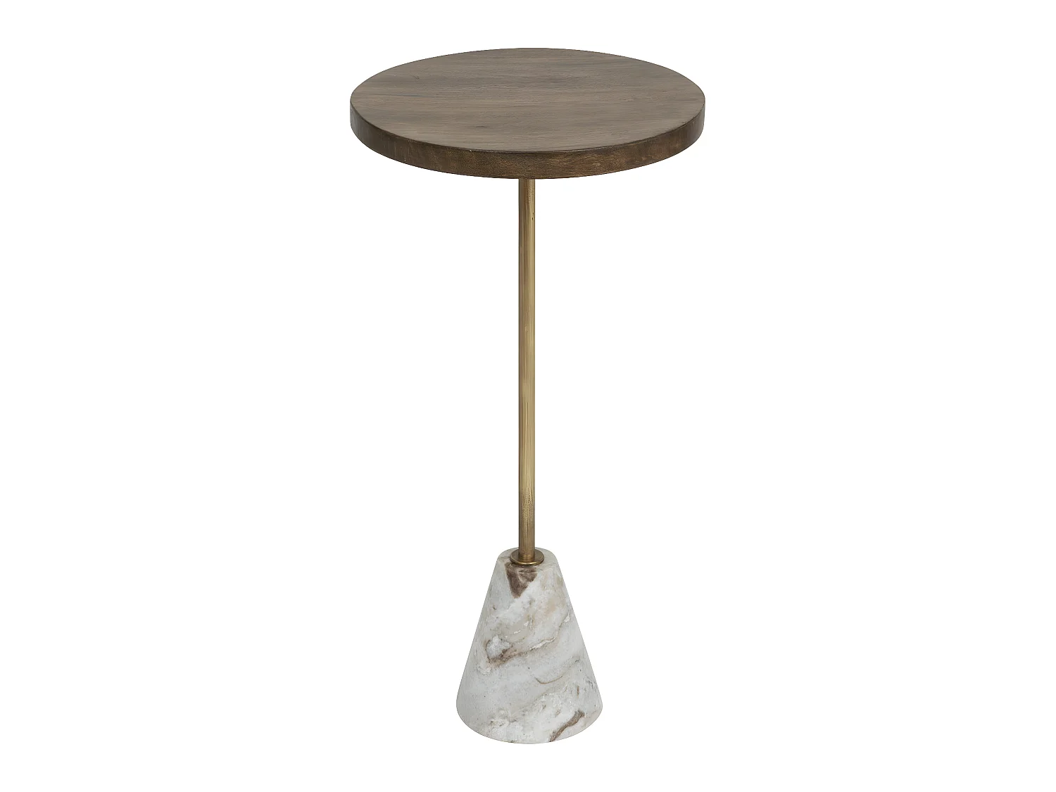 Table d'appoint Table à café en Marbre Beige et Bois de Manguier H 69 cm
