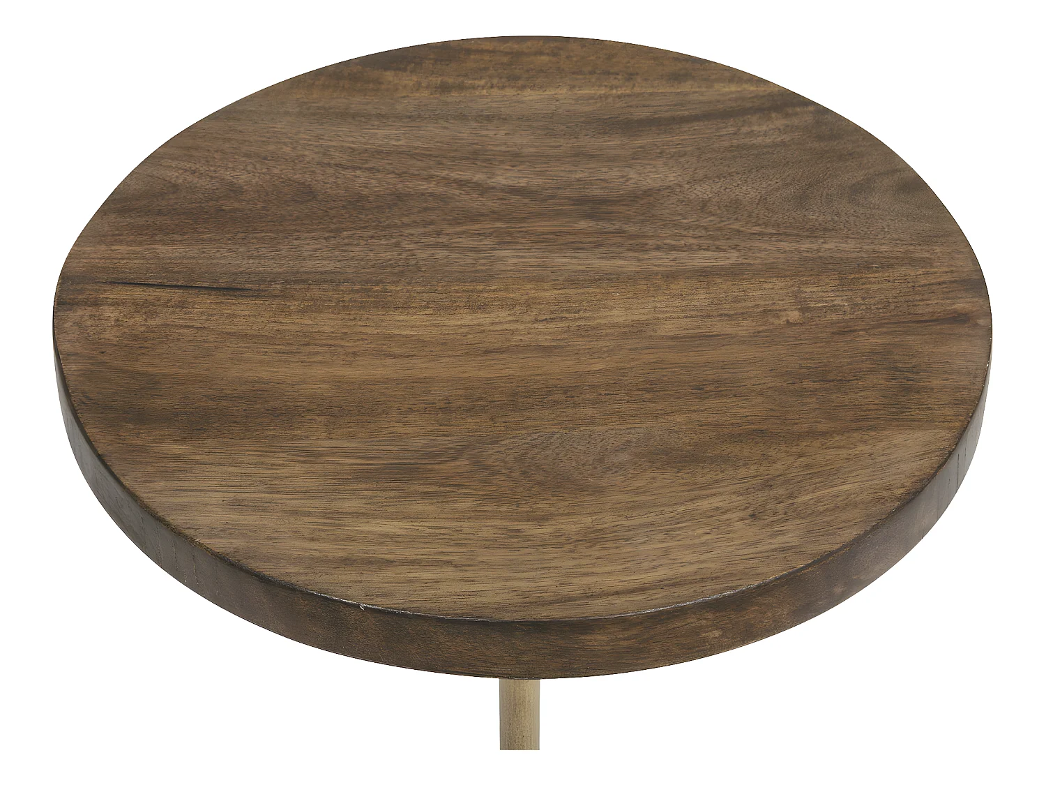 Table d'appoint Table à café en Marbre Beige et Bois de Manguier H 69 cm