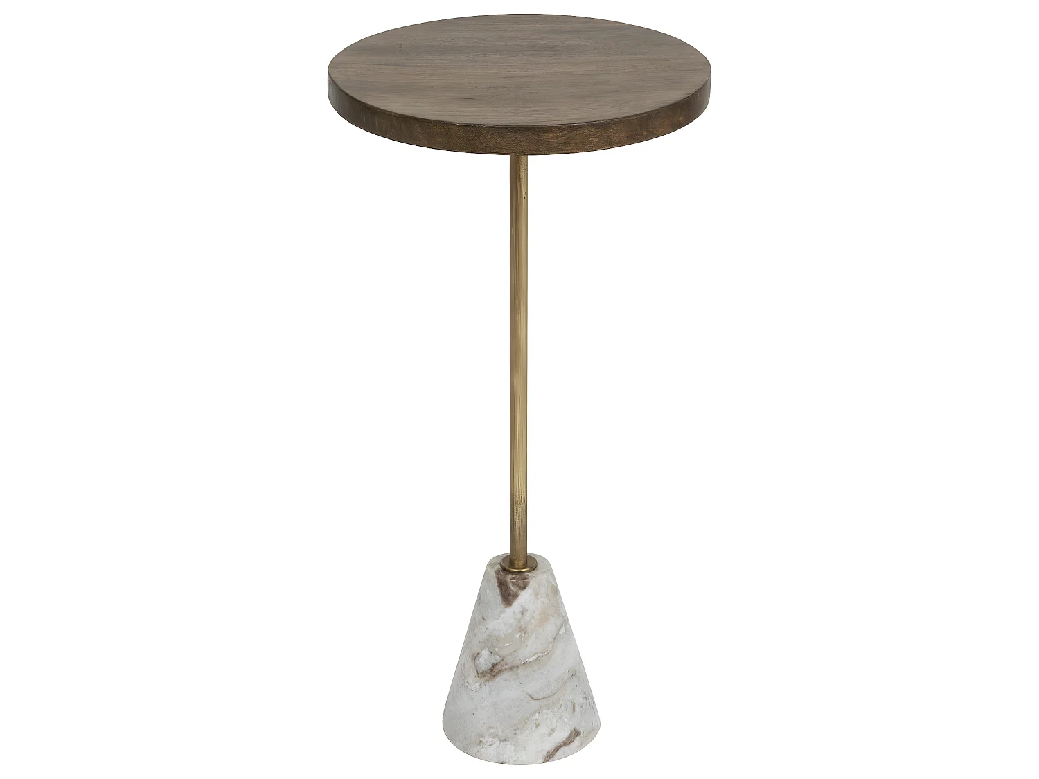 Table d'appoint Table à café en Marbre Beige et Bois de Manguier H 69 cm