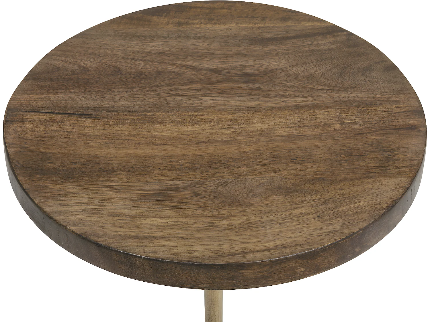 Table d'appoint Table à café en Marbre Beige et Bois de Manguier H 69 cm