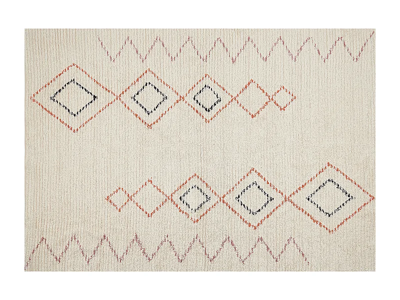 Teppich Baumwolle mit Muster beige 160 x 230 cm rechteckig Boho Guwahati
