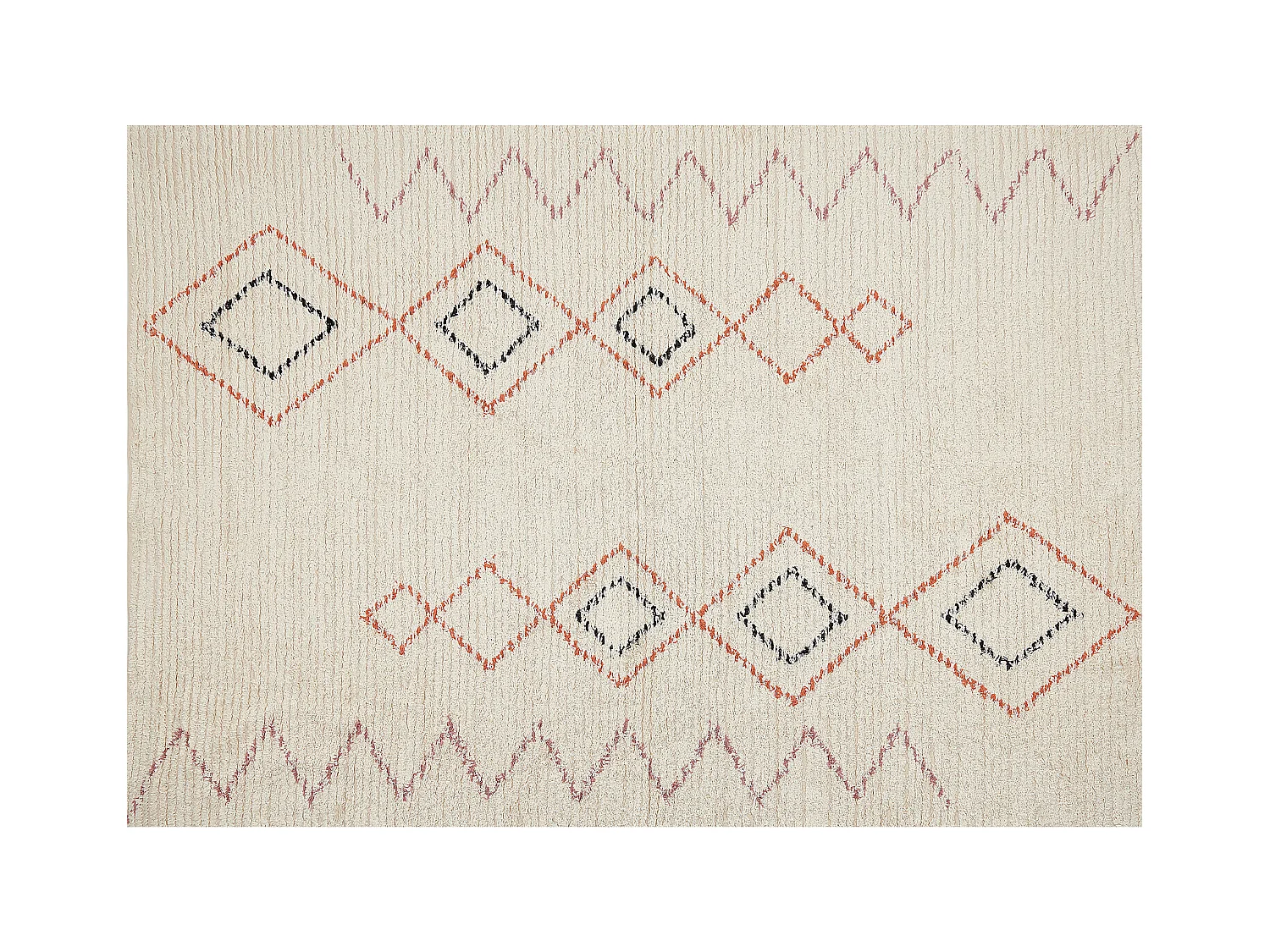 Teppich Baumwolle mit Muster beige 160 x 230 cm rechteckig Boho Guwahati