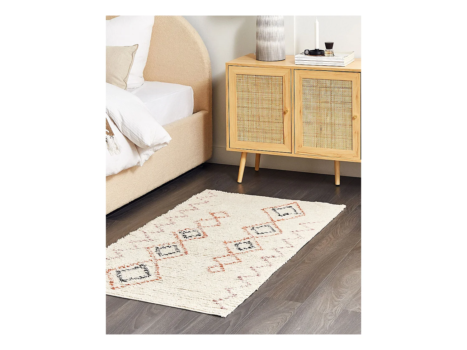 Teppich Baumwolle mit Muster beige 80 x 150 cm rechteckig Boho Guwahati
