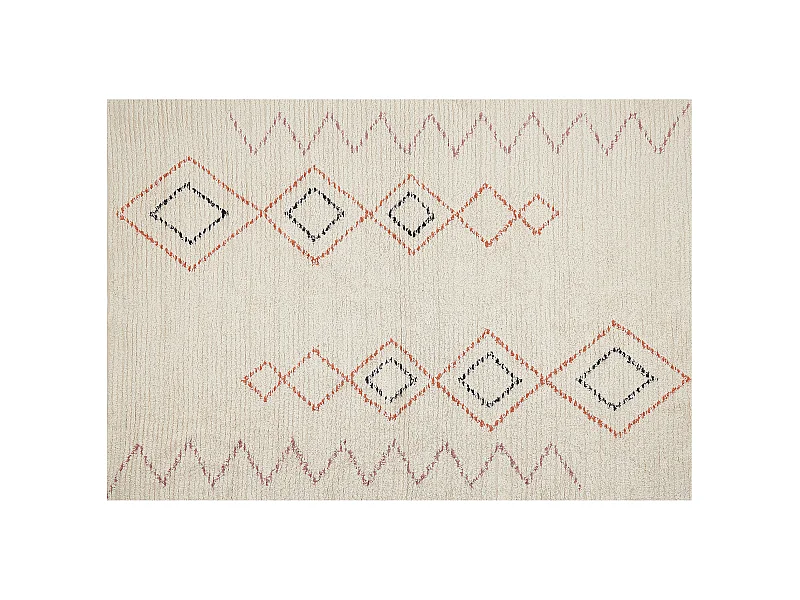 Teppich Baumwolle mit Muster beige 140 x 200 cm rechteckig Boho Guwahati