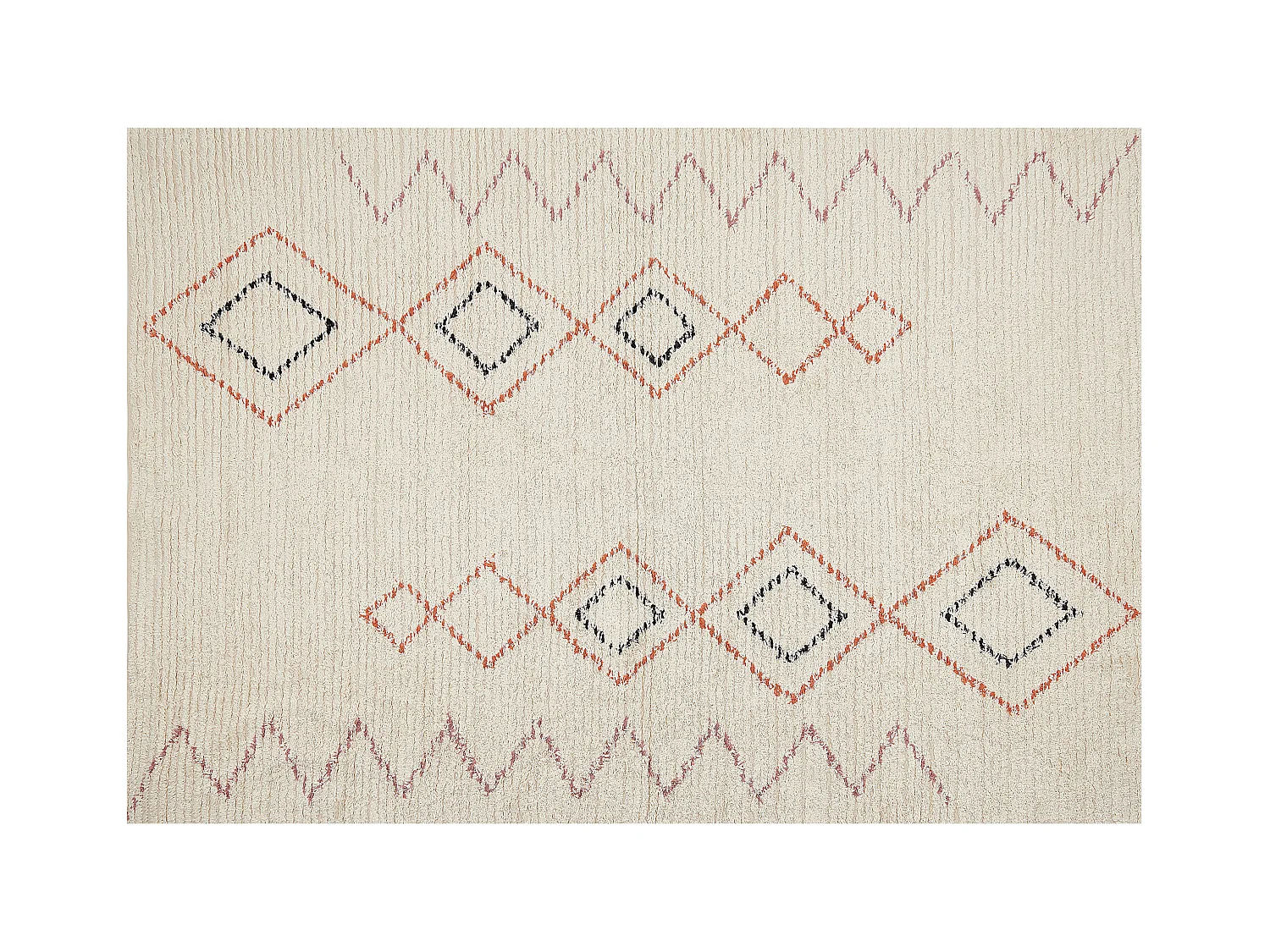 Teppich Baumwolle mit Muster beige 140 x 200 cm rechteckig Boho Guwahati