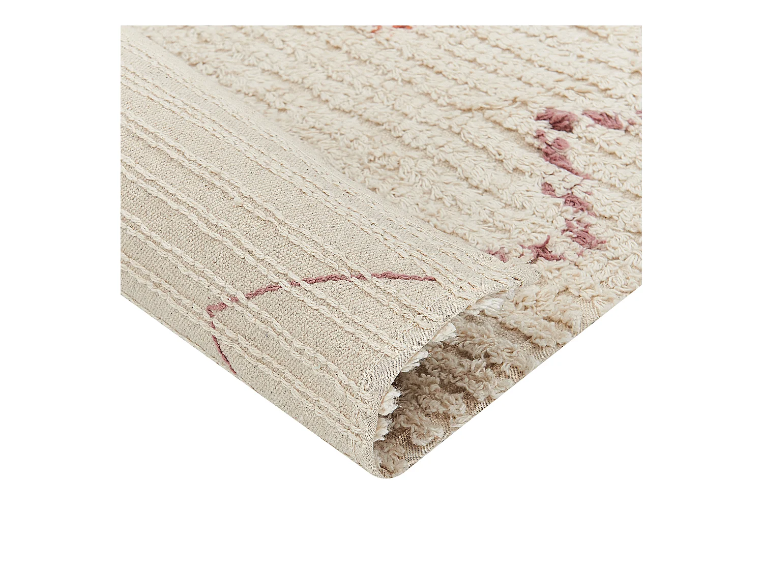 Teppich Baumwolle mit Muster beige 140 x 200 cm rechteckig Boho Guwahati