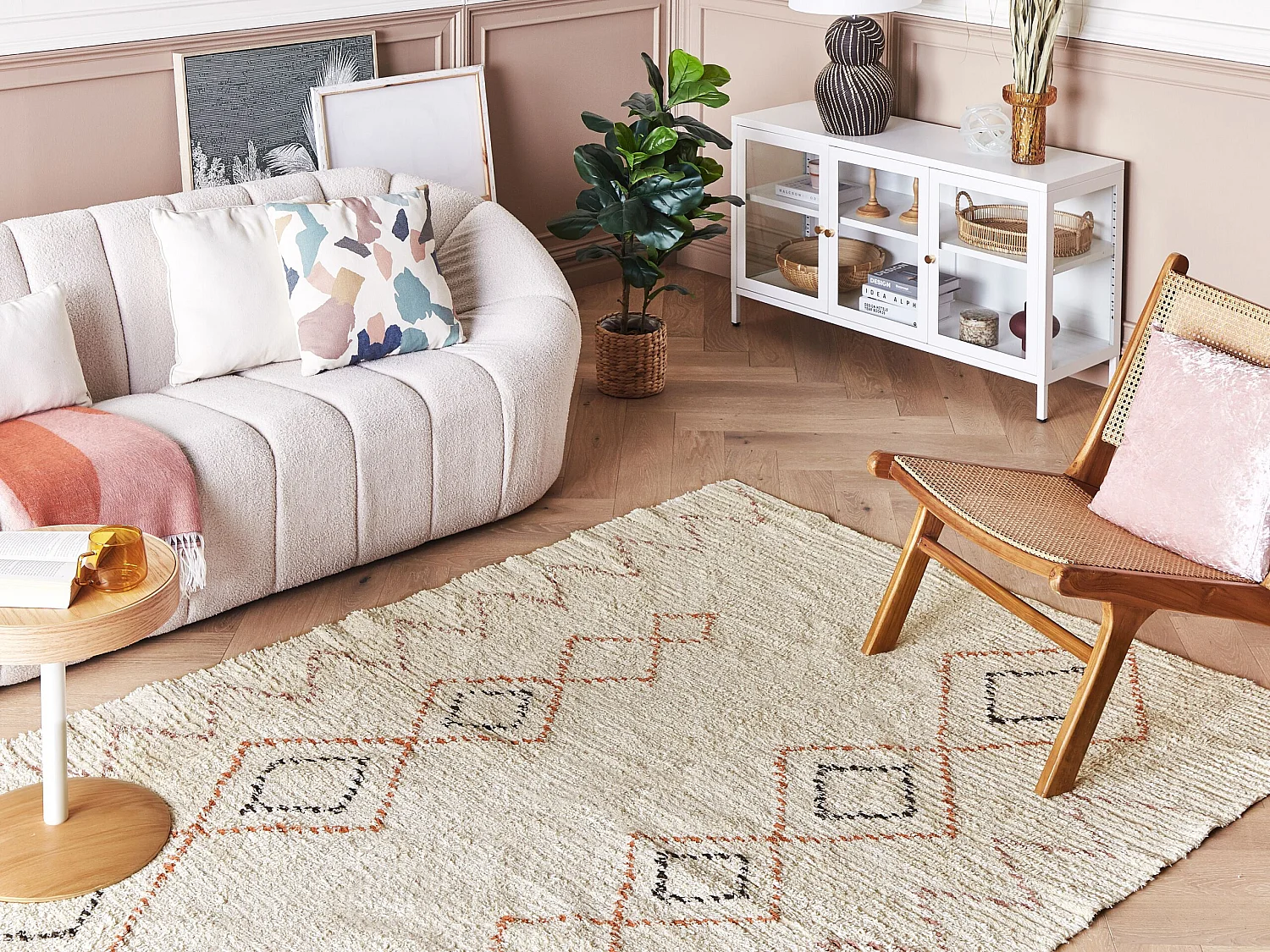 Tapis en coton 140 x 200 cm beige GUWAHATI