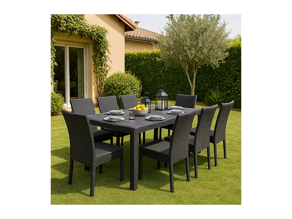 Dmains buitentafel, Uitschuifbare rechthoekige eettafel, Uitschuifbare tuintafel met rotaneffect, 100% Made in Italy, 150x90h72 cm, Antraciet