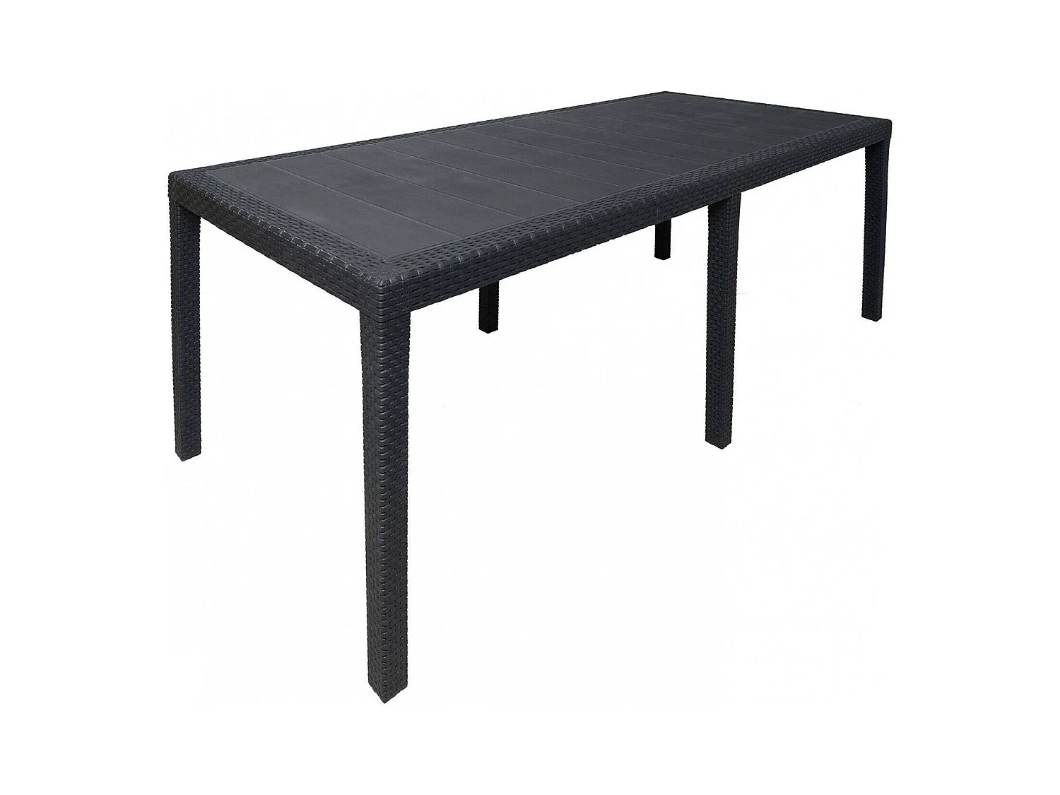 Table d'extérieur Dmains, Etagère à manger rectangulaire extensible, Table de jardin extensible effet rotin, 100% Made in Italy, 150/220x90h72 cm, Anthracite