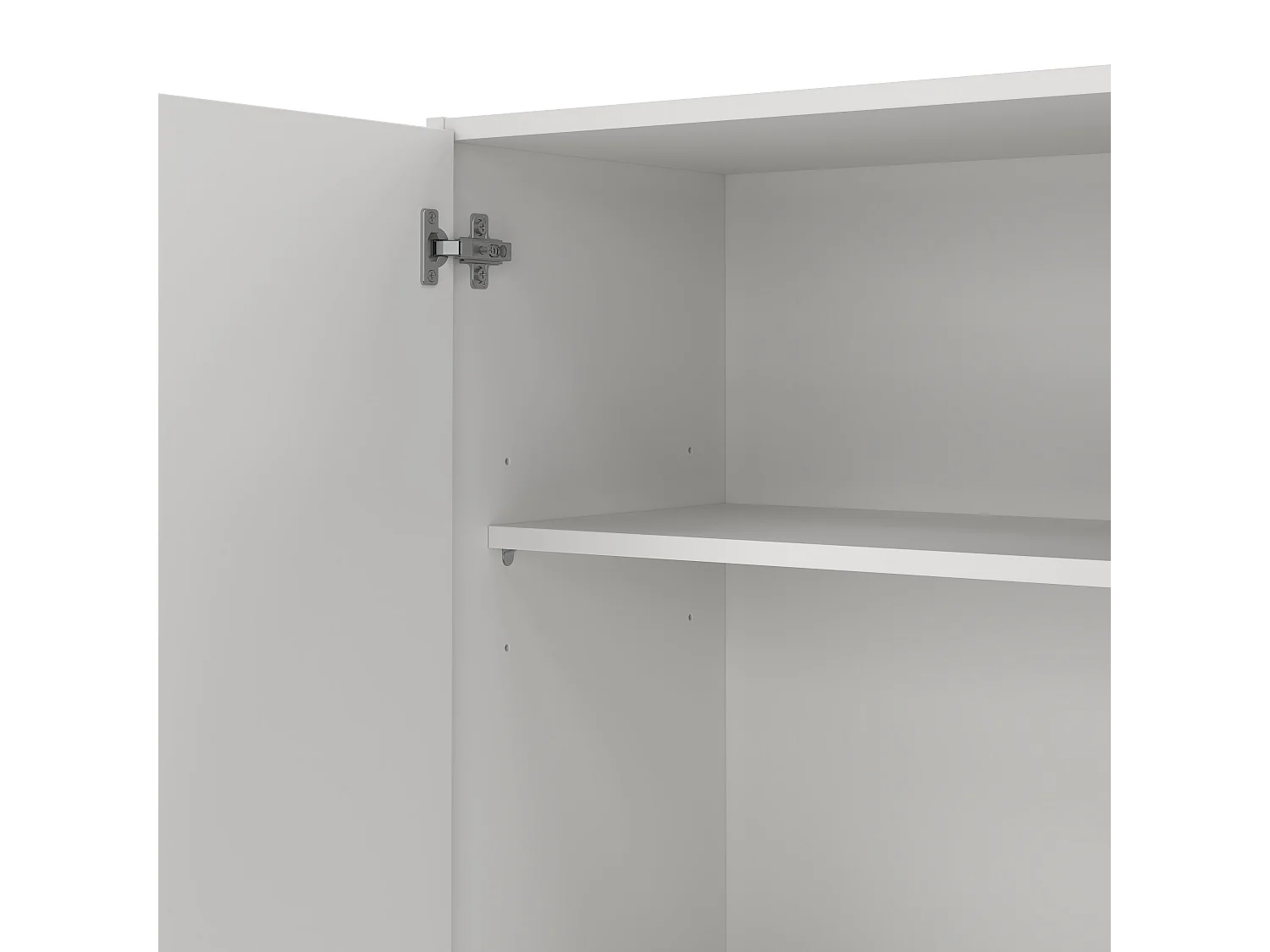 Mehrzweckschrank Dains, Beistellschrank mit 3 Türen, Kleiderschrank mit Schuhregal, Besenkammer, 109x37h180 cm, WeiÃŸ