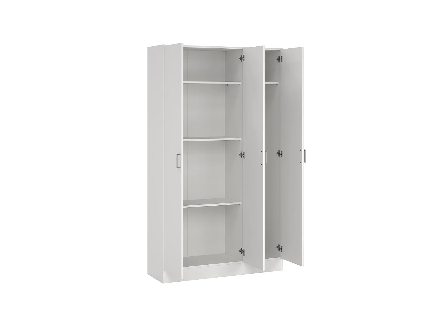 Mehrzweckschrank Dains, Beistellschrank mit 3 Türen, Kleiderschrank mit Schuhregal, Besenkammer, 109x37h180 cm, WeiÃŸ