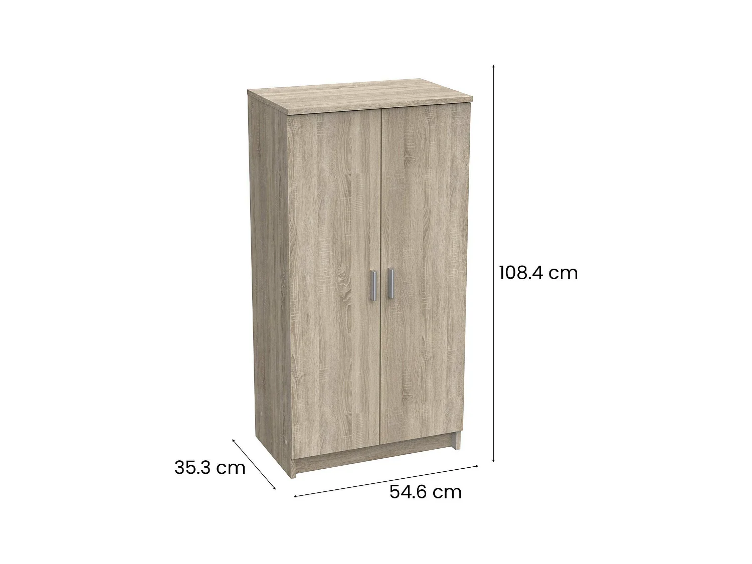 Sapateira 0, Armário multifuncional, Armário de arrumação com prateleiras, Sapateira com duas portas e 6 prateleiras, 55x36h108 cm, Carvalho