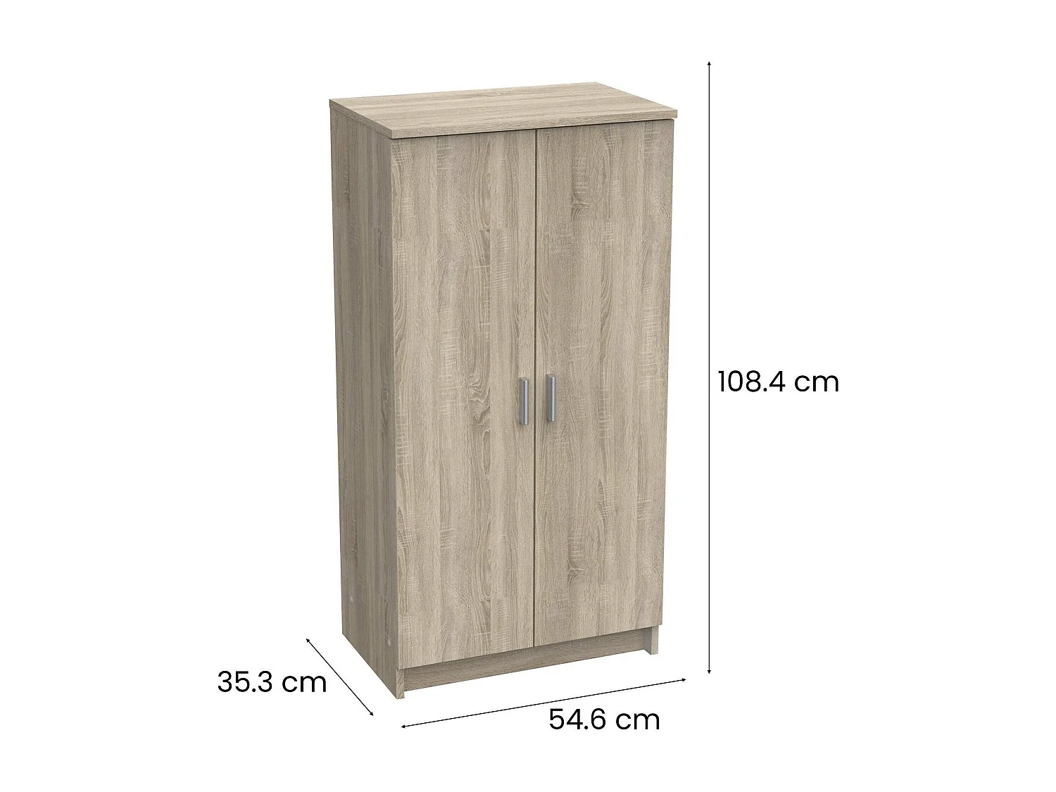 Sapateira 0, Armário multifuncional, Armário de arrumação com prateleiras, Sapateira com duas portas e 6 prateleiras, 55x36h108 cm, Carvalho