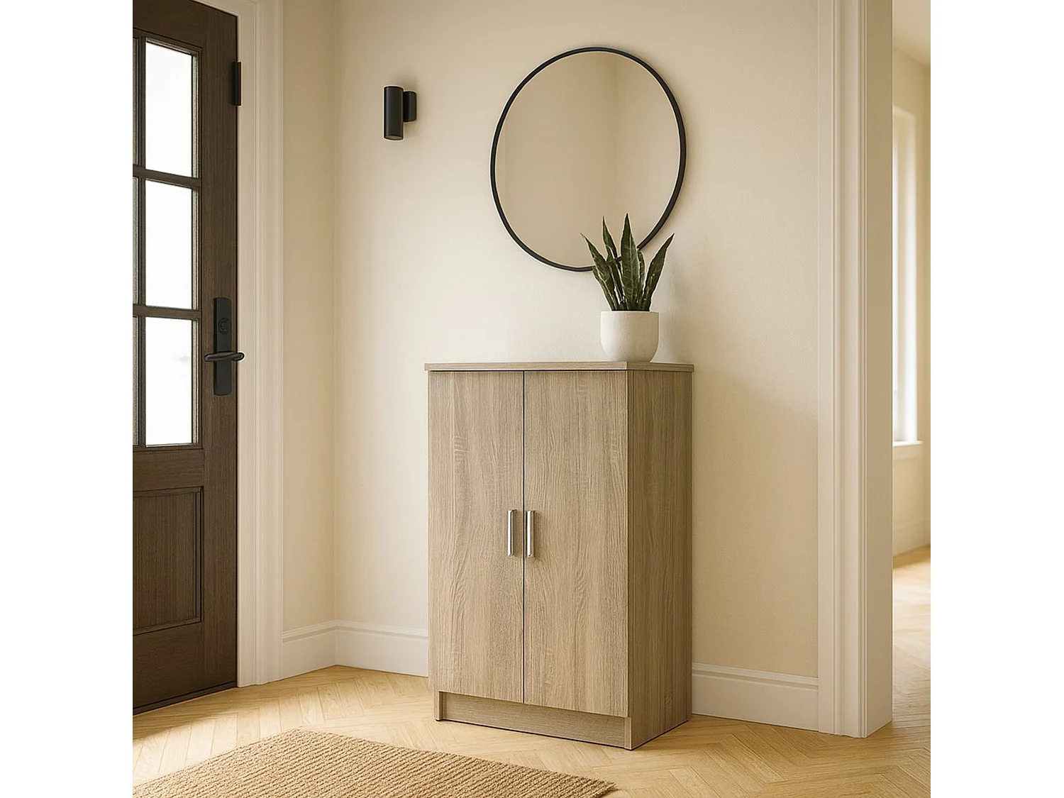 Meuble à chaussures Dpapett, Étagère à chaussures peu encombrante, Étagère à chaussures d'entrée, Armoire polyvalente avec 5 étagères, 55x36h108 cm, Chêne