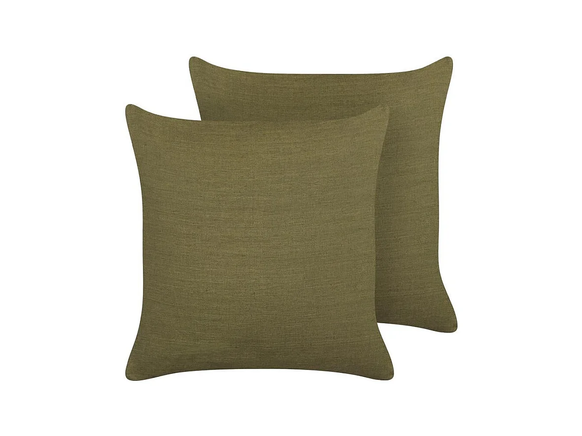 Set di 2 cuscini SAGINA Lino 45 x 45 cm Verde Tinta unita