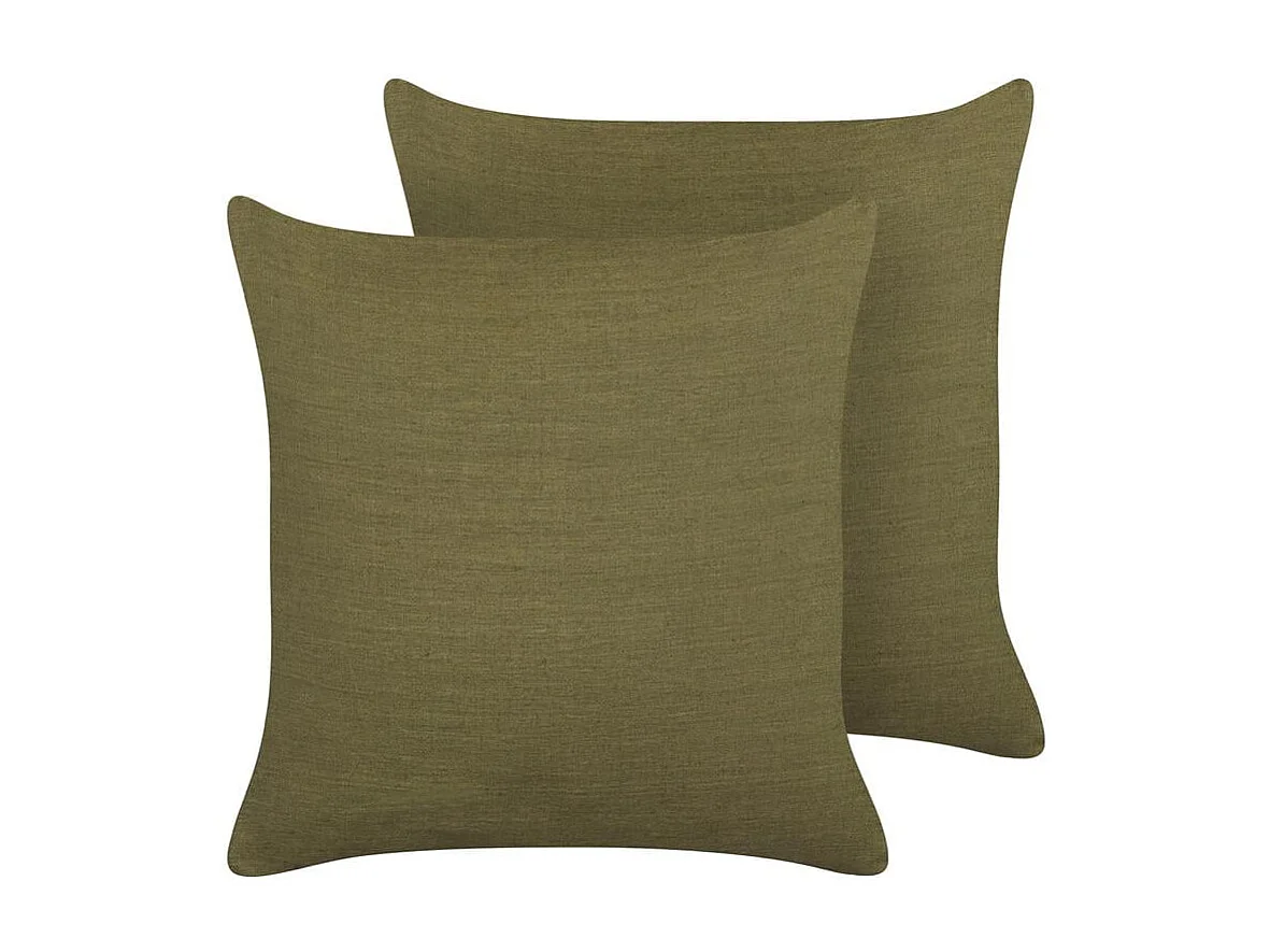 Lot de 2 coussins décoratifs SAGINA Lin 45 x 45 cm Vert Unicolore