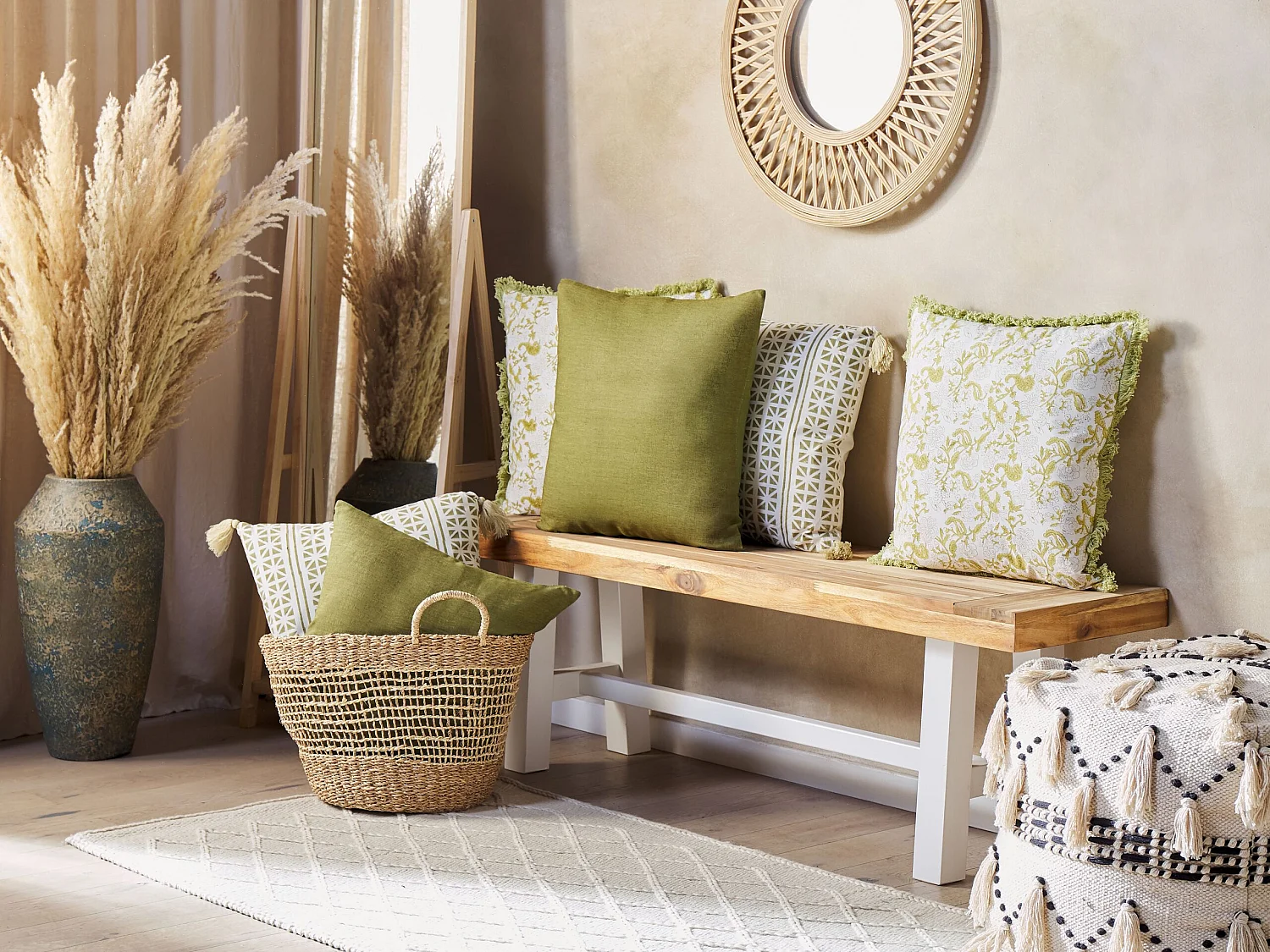 Lot de 2 coussins décoratifs SAGINA Lin 45 x 45 cm Vert Unicolore