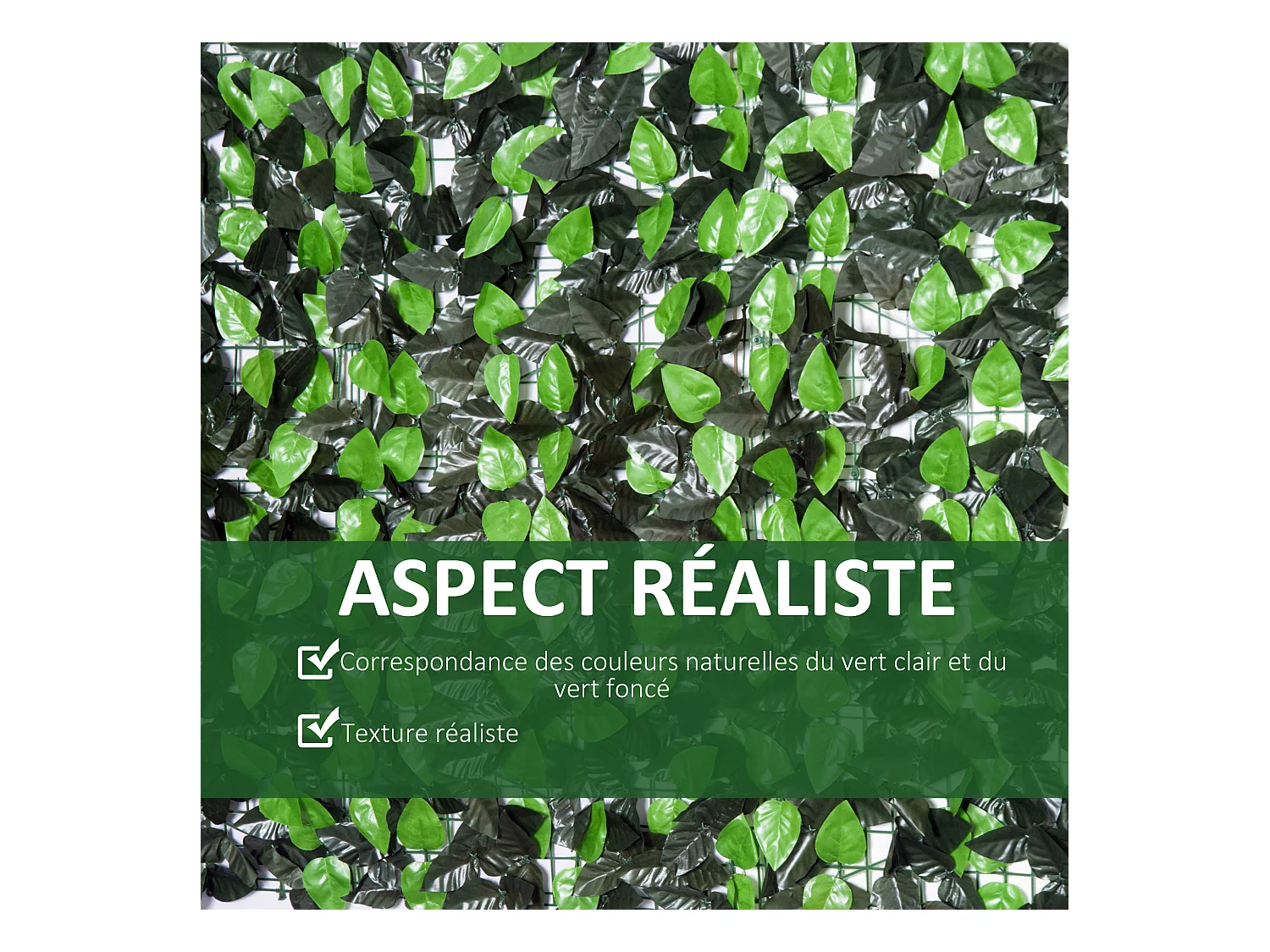 Haie artificielle feuilles de laurier - treillis extensible - brise-vue canisse végétale feuillage réaliste dim. 3L x 1H m PE anti-UV vert