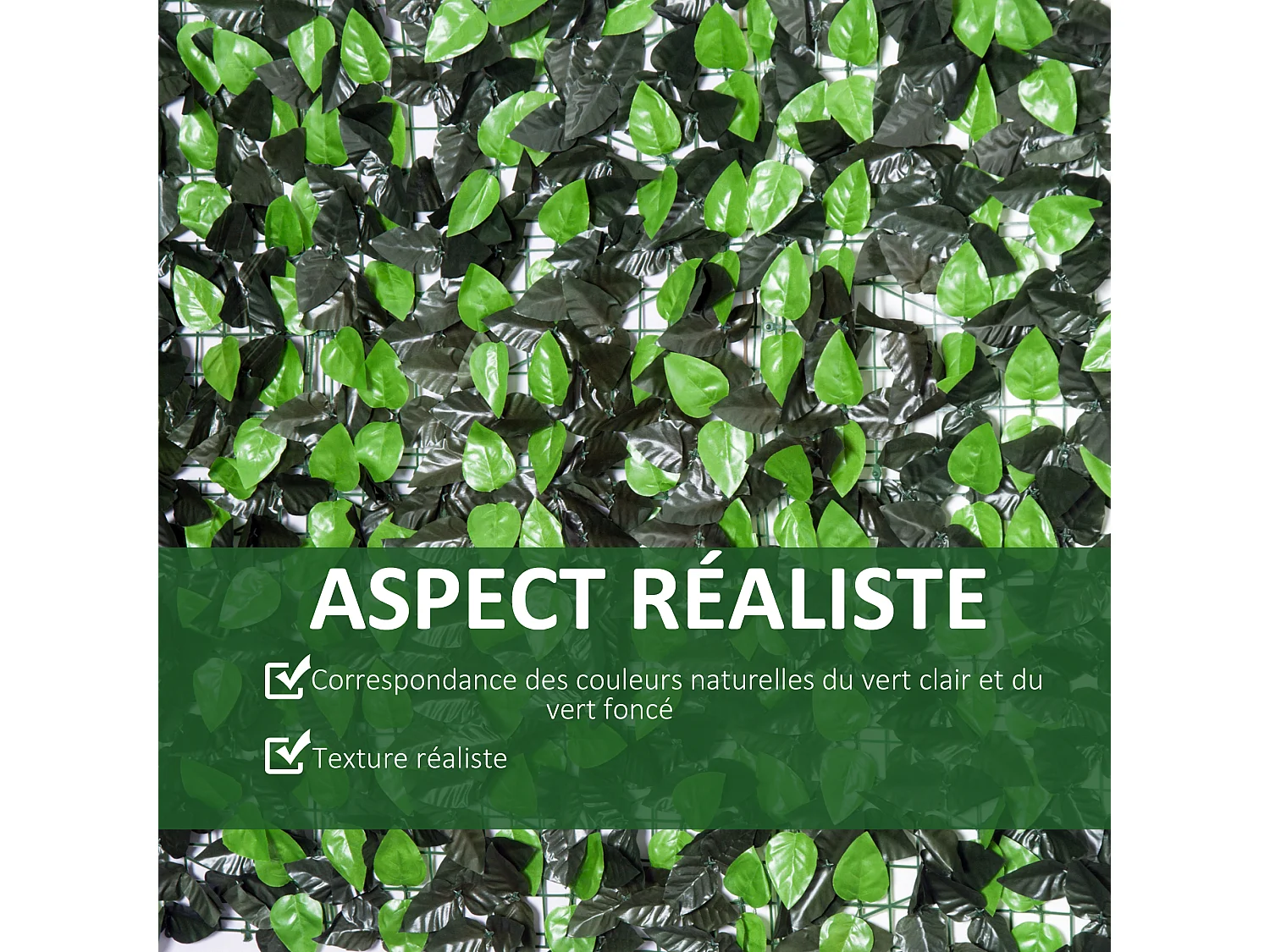 Haie artificielle feuilles de laurier - treillis extensible - brise-vue canisse végétale feuillage réaliste dim. 3L x 1H m PE anti-UV vert