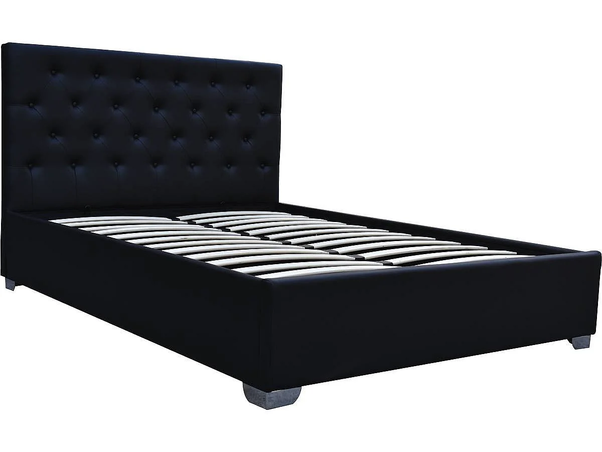 Modern Grå Dubbelsäng med Förvaring "Tino" - 160 × 200 cm - Klätt Huvudgavel