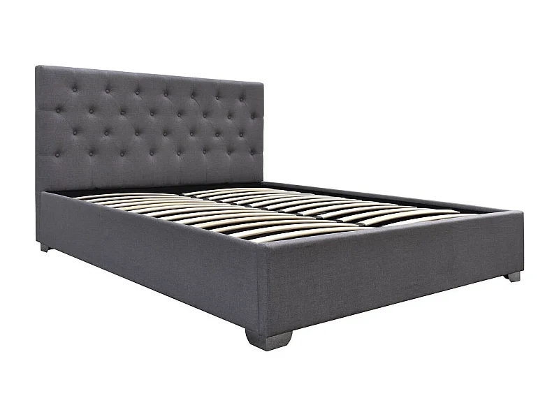 Lit double avec coffre "Tino" - 160 × 200 cm - Gris