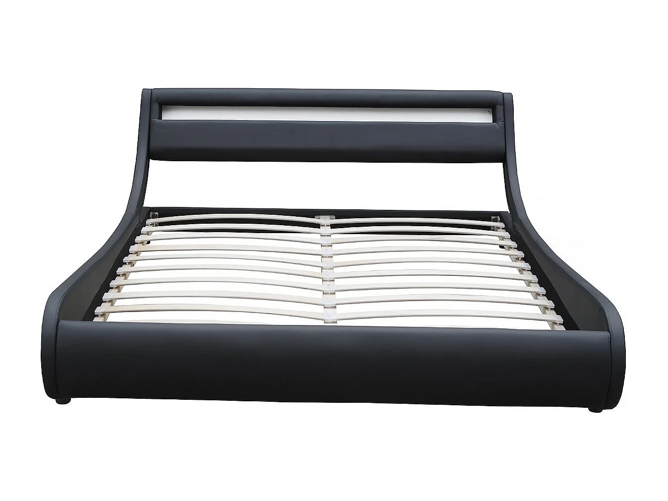 Verlicht LED-bed "Natacha" zwart 140x190 cm, eigentijdse curves in PVC