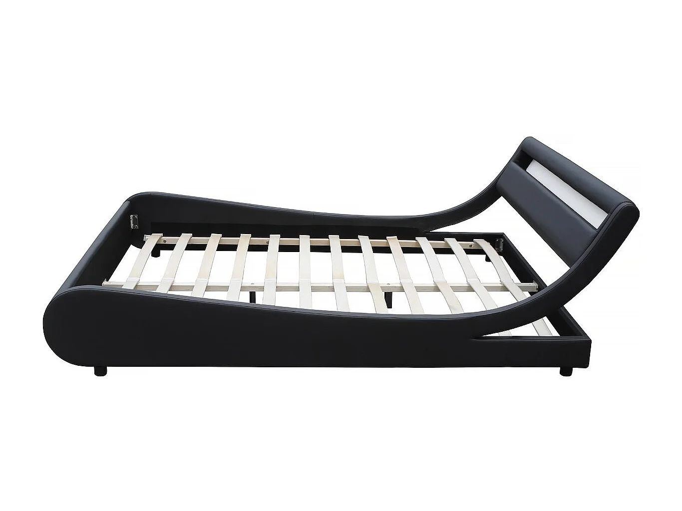Verlicht LED-bed "Natacha" zwart 140x190 cm, eigentijdse curves in PVC