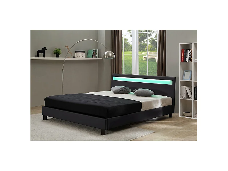 Bett mit LED "Maria" - 160 x 200 cm - Schwarz