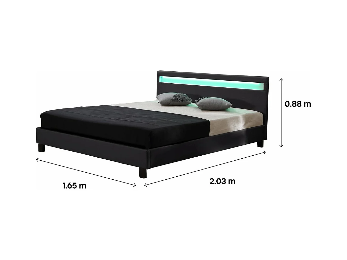 Letto con led "Maria" - 160 x 200 cm - Bianco