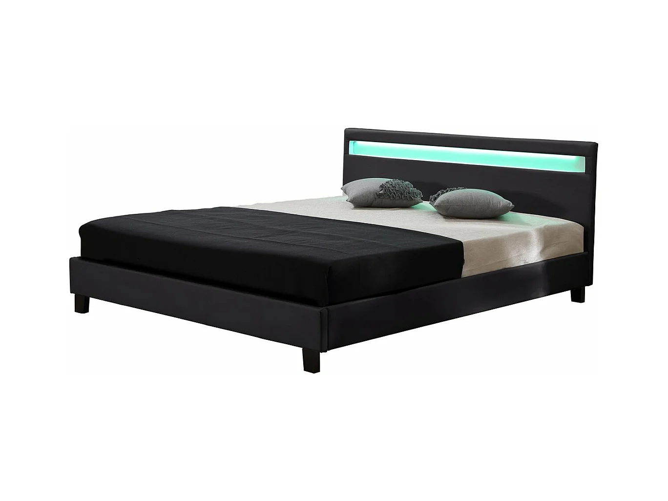 Verlicht LED-bed "Maria" Zwart 160x200cm met afstandsbediening