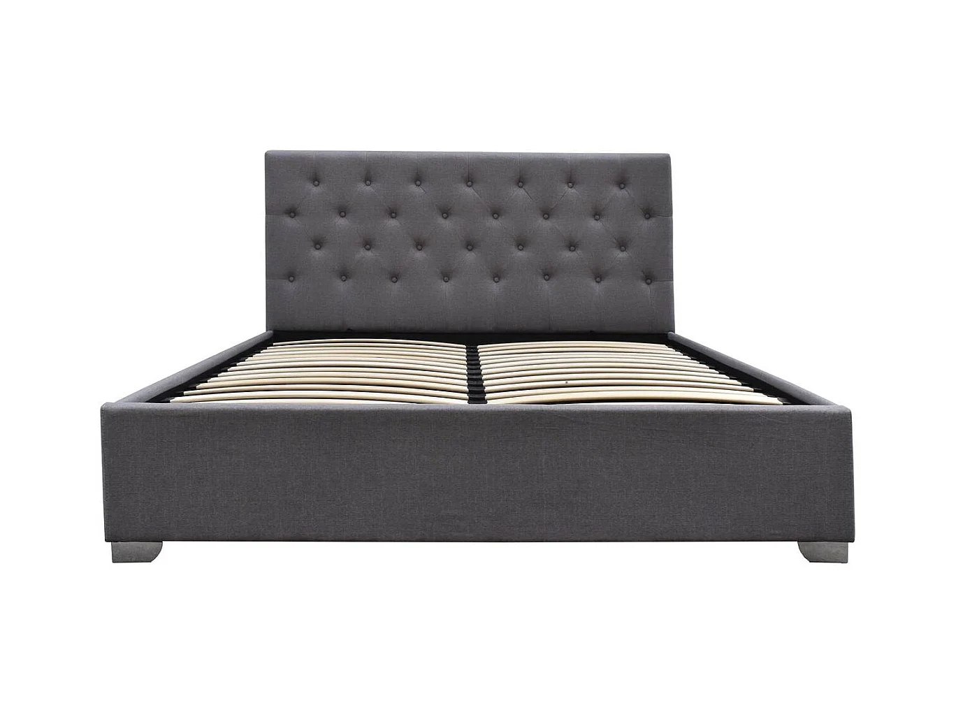 Cama de casal com armazenamento "Tino" - Design moderno e espaço de armazenamento discreto - Cinza - 140 × 190 cm