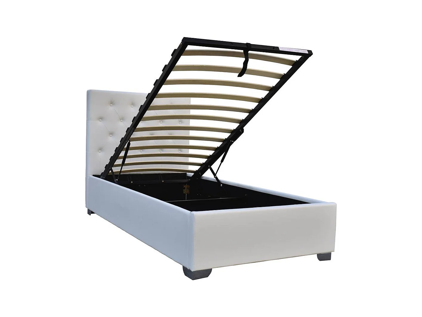 Lit simple avec coffre "Tino" - 90 × 190 cm - Blanc
