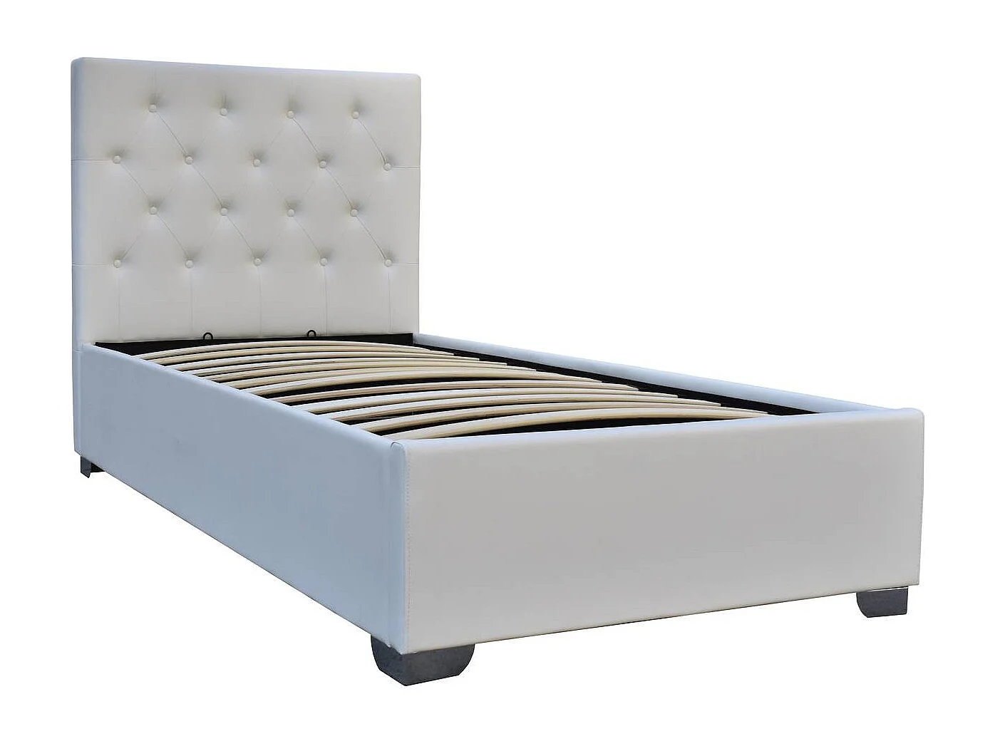 Lit simple avec coffre "Tino" - 90 × 190 cm - Blanc