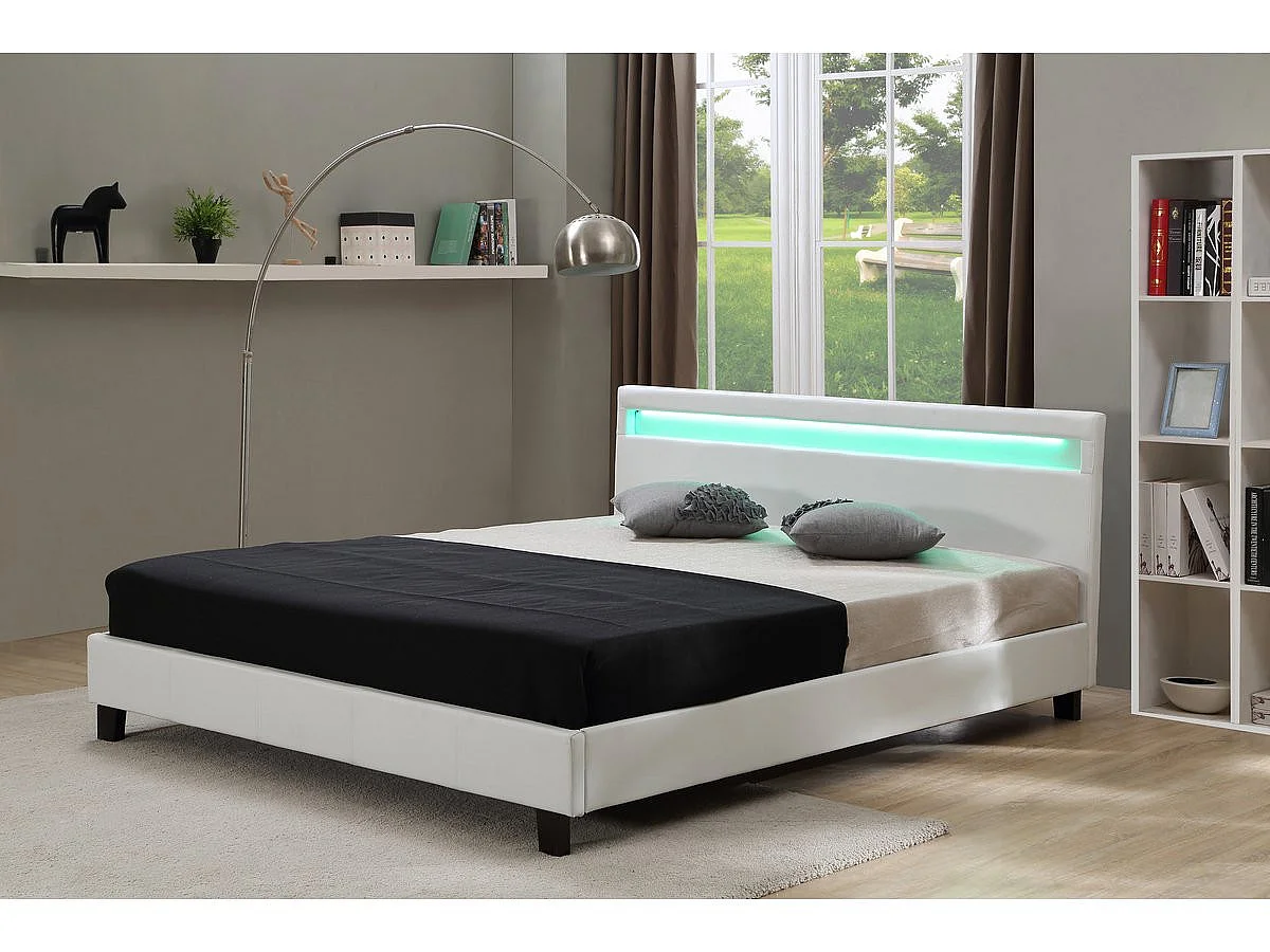 Bett mit LED "Maria" - 140 x 190 cm - Schwarz