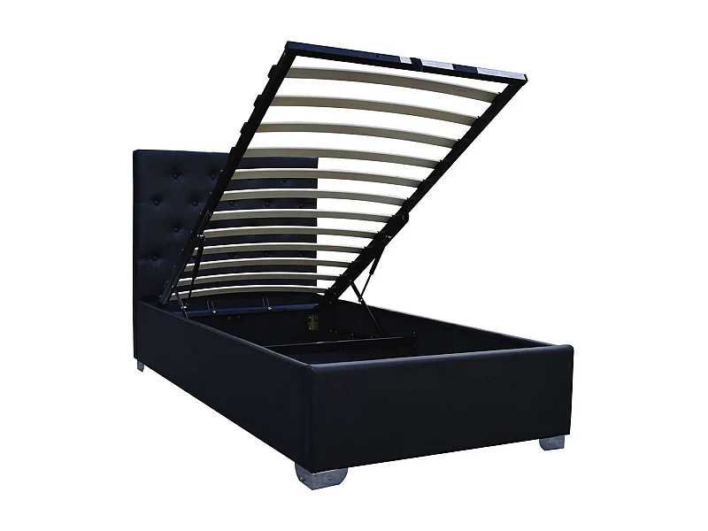 Lit simple avec coffre "Tino" - 90 × 190 cm - Noir