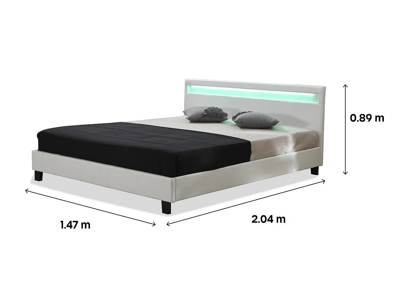 Lit LED "Maria" - 140 x 190 cm - Blanc