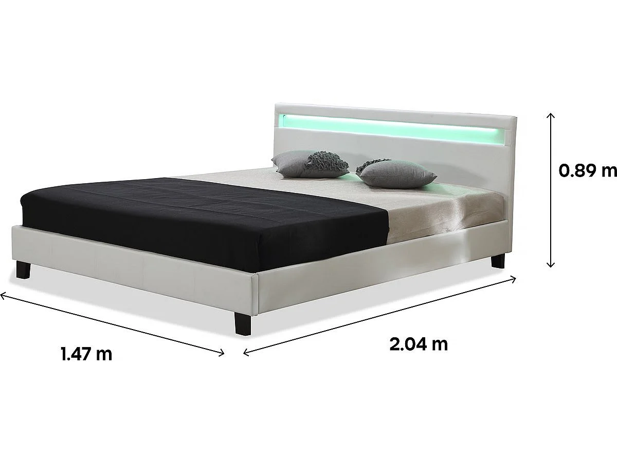 Moderne LED Bed "Maria" - 140 x 190 cm - Wit met afstandsbediening en 3 kleuropties